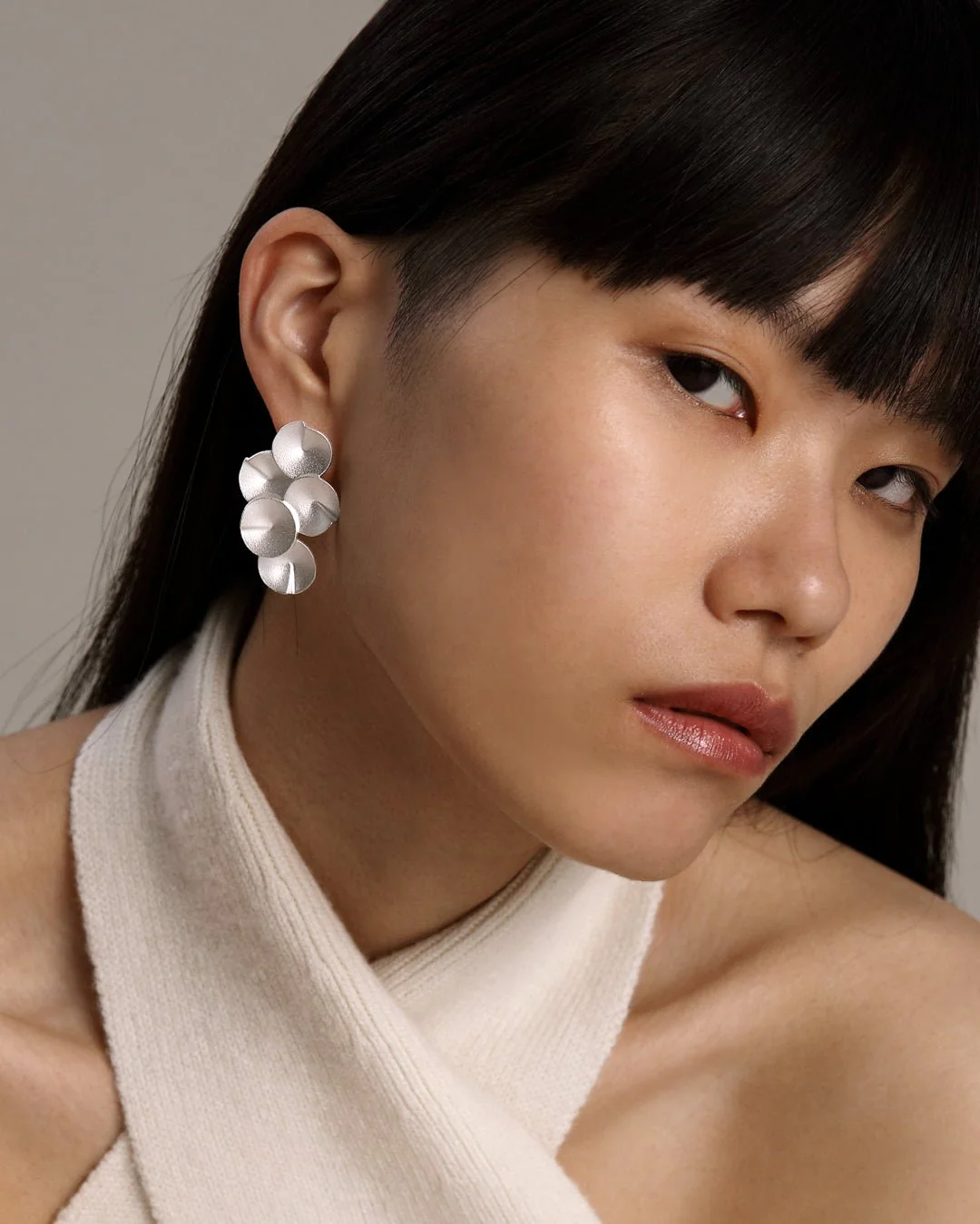 Echoes Earrings big silver - Image 3